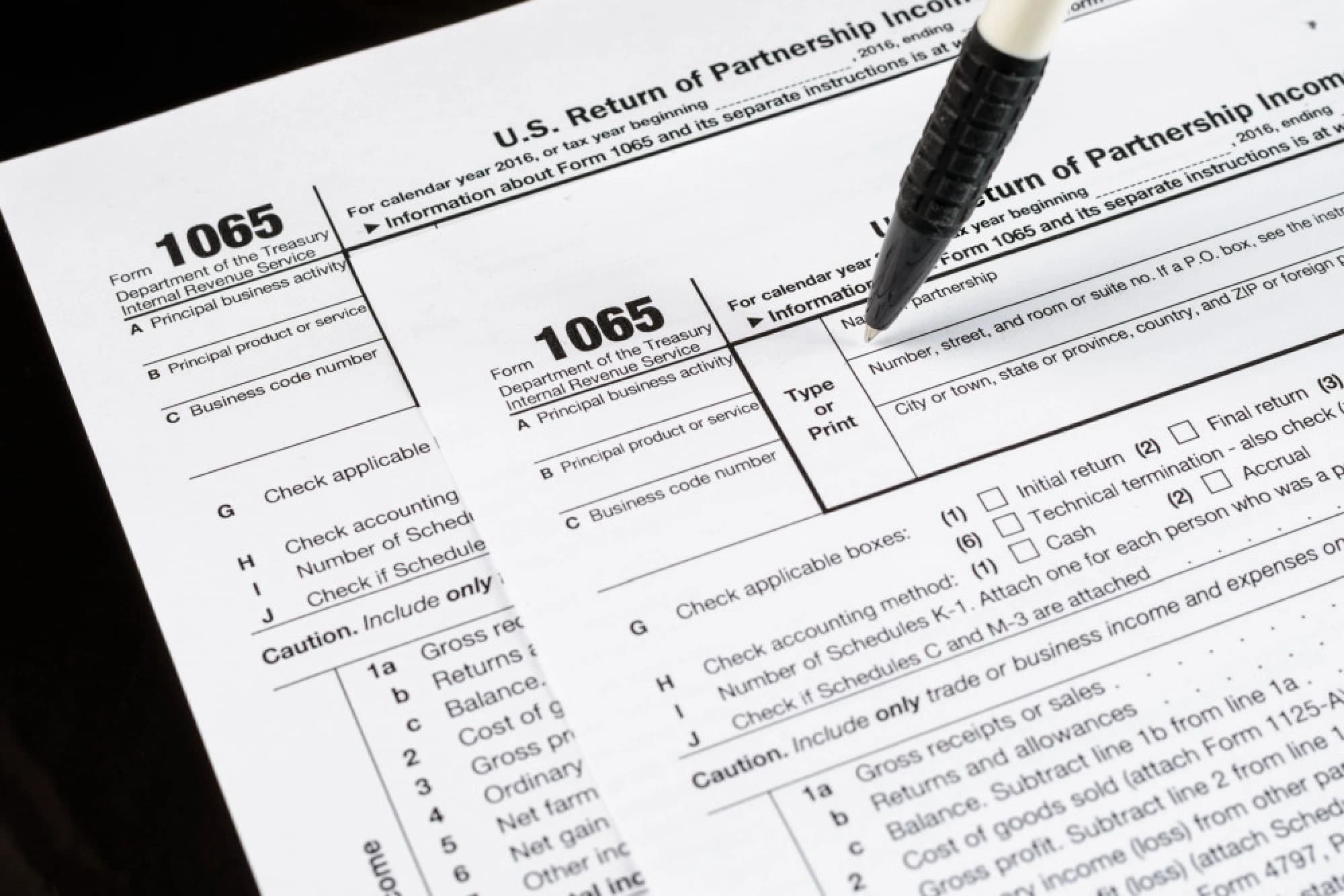 US tax form 1065 for partnership income