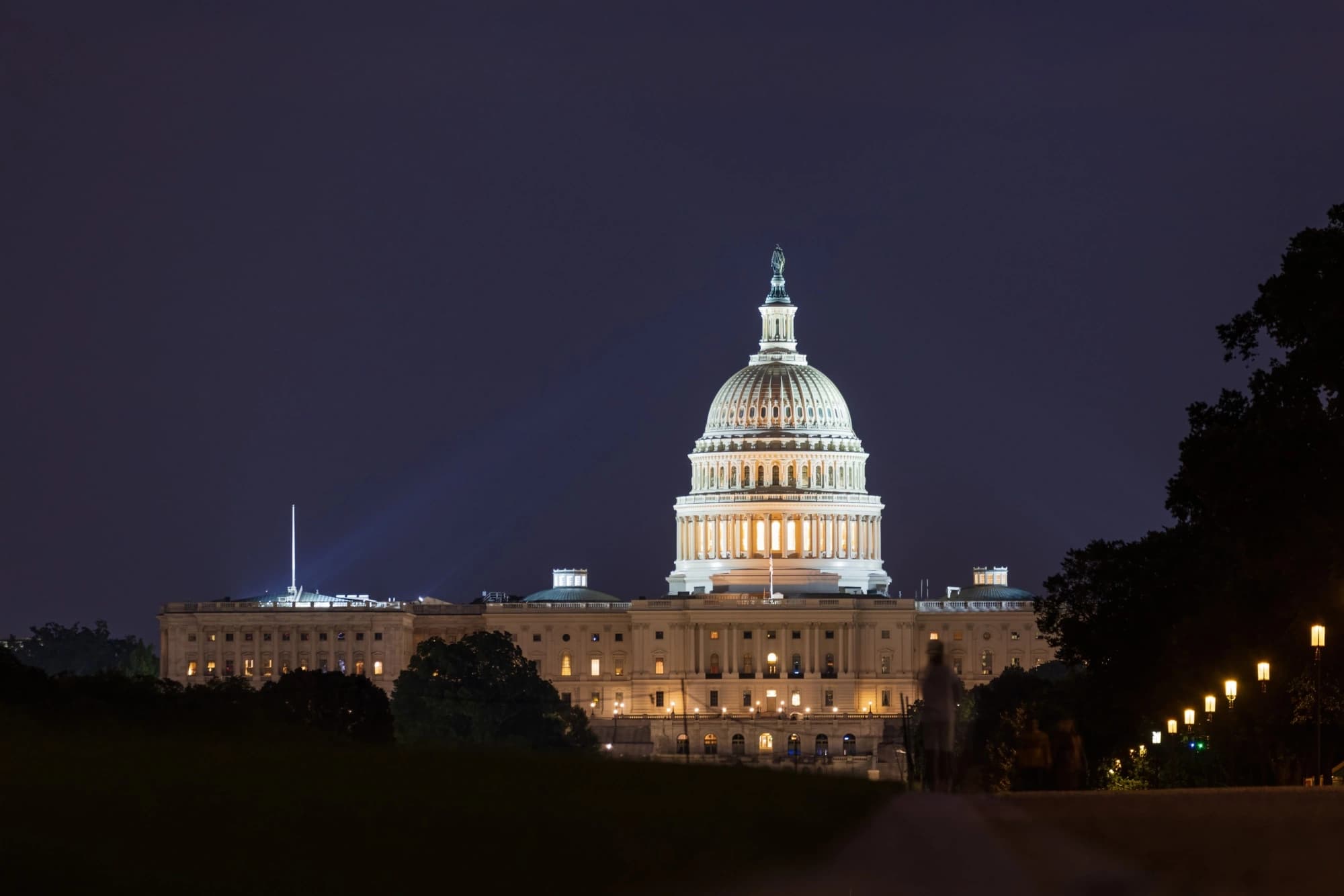 The U.S. Capitol building at night