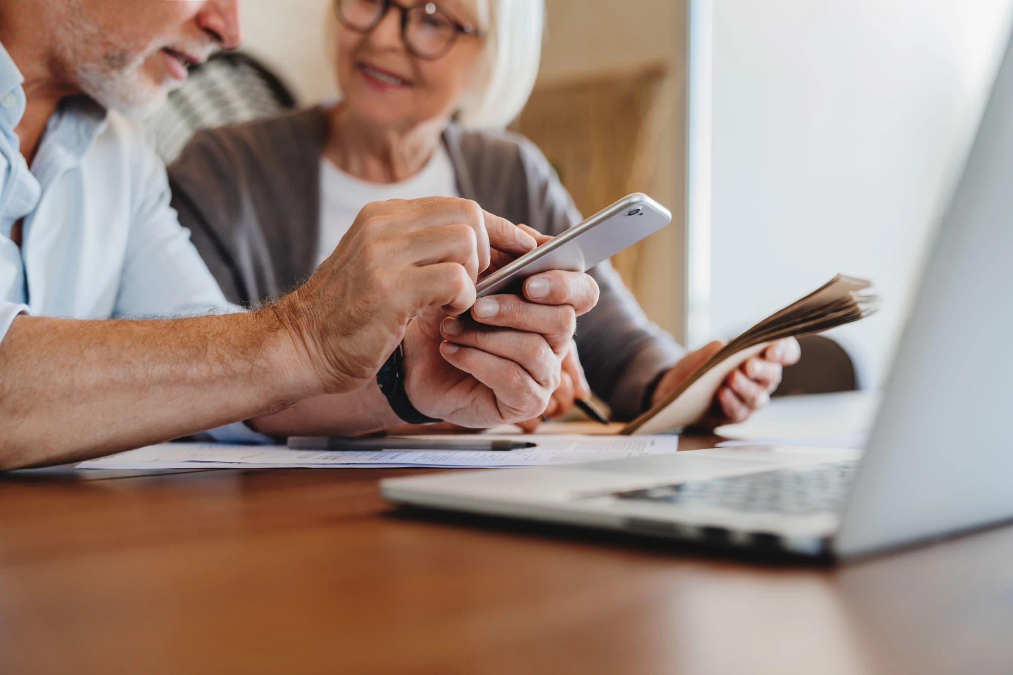 Senior couple retirement planning together