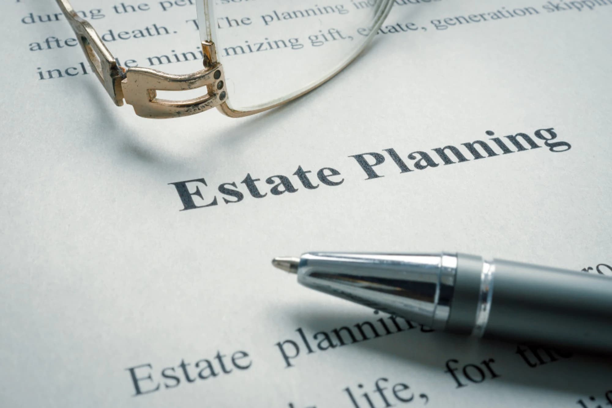 A close-up view of an estate planning document
