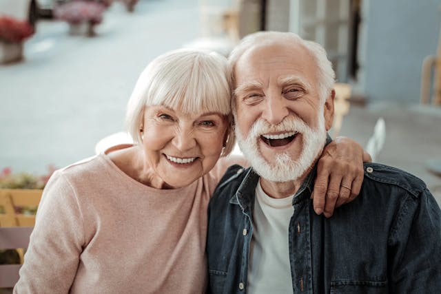 Happy older couple smiling