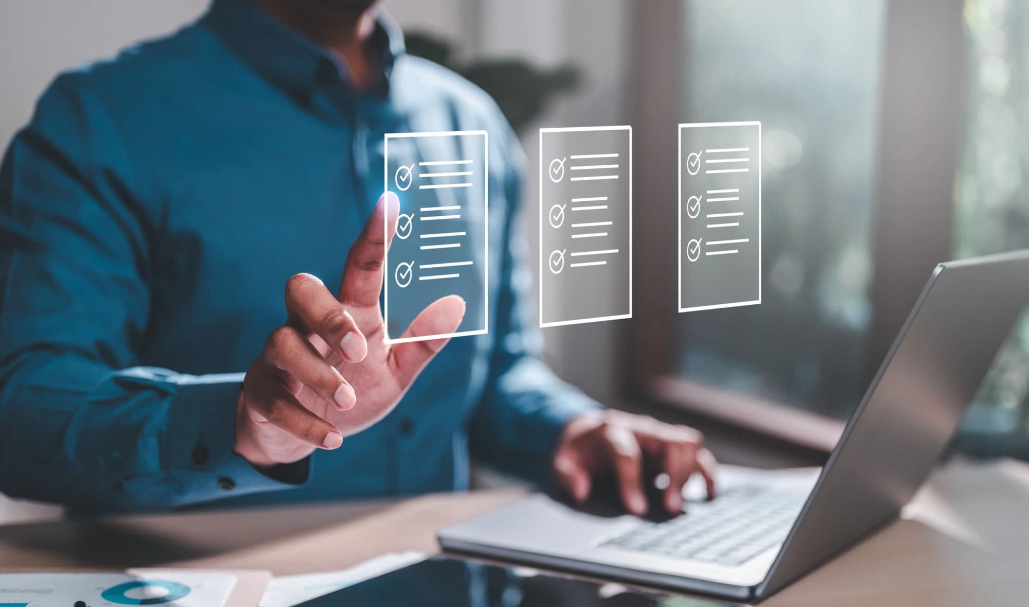 Businessman checking off an alternative investment checklist